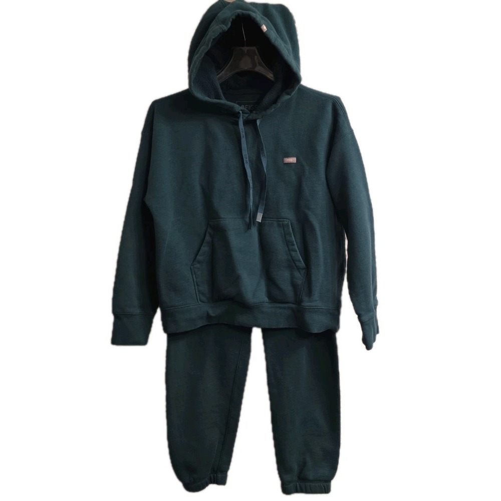 FIGS Sweat Set Women's Medium Green Teal Hoodie & Sweatpants EXCELLENT